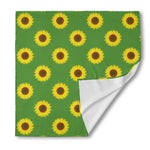 Green Sunflower Pattern Print Silk Bandana