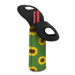 Green Sunflower Pattern Print Single Neoprene Wine Tote
