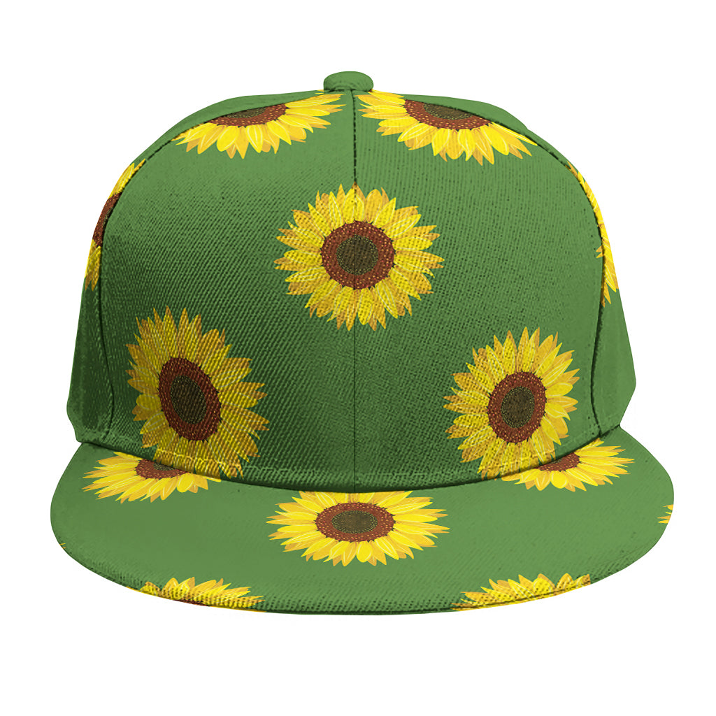 Green Sunflower Pattern Print Snapback Cap