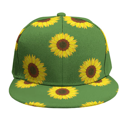 Green Sunflower Pattern Print Snapback Cap