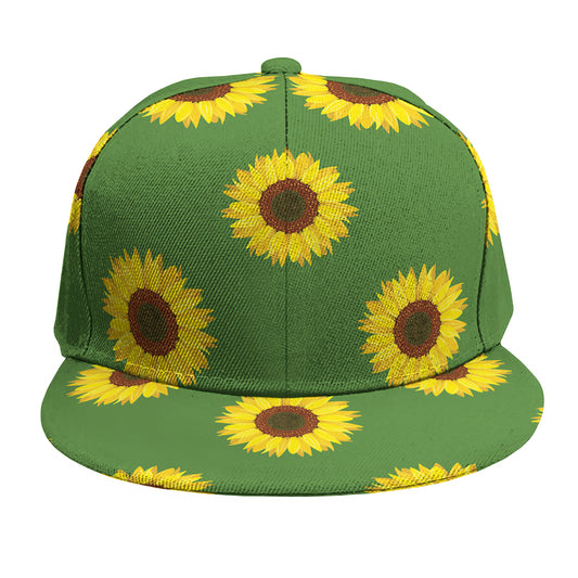 Green Sunflower Pattern Print Snapback Cap