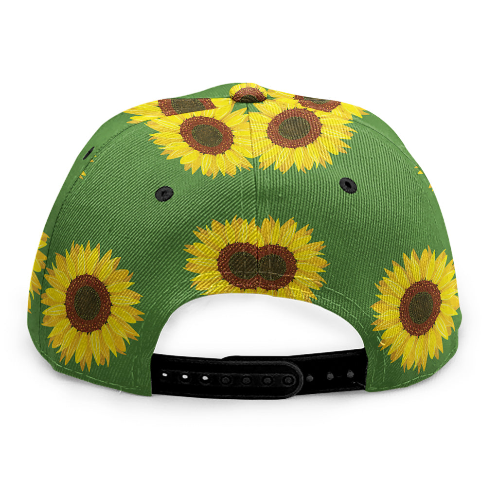 Green Sunflower Pattern Print Snapback Cap