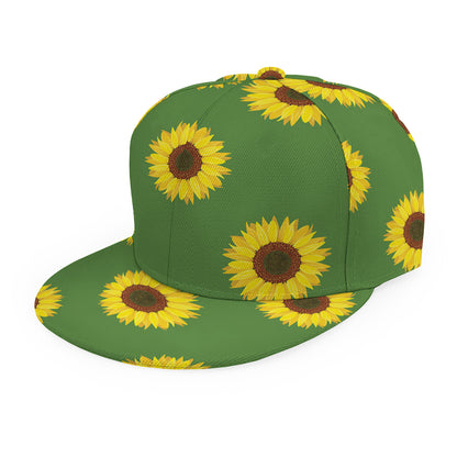 Green Sunflower Pattern Print Snapback Cap
