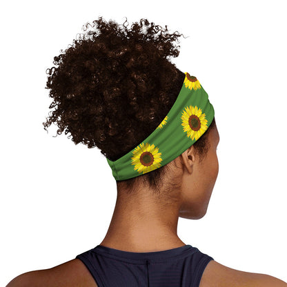 Green Sunflower Pattern Print Sports Headband