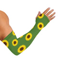 Green Sunflower Pattern Print Sun Protection Arm Sleeves