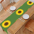 Green Sunflower Pattern Print Table Runner