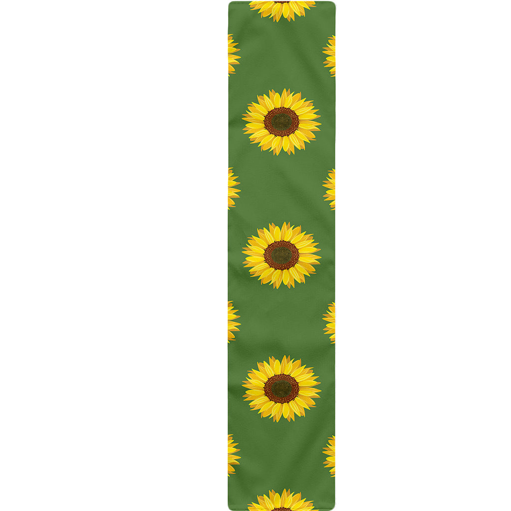 Green Sunflower Pattern Print Table Runner