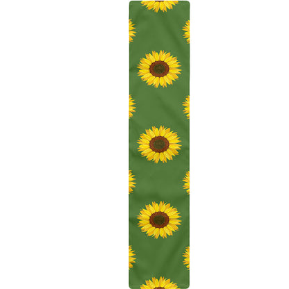 Green Sunflower Pattern Print Table Runner