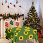 Green Sunflower Pattern Print Tablecloth