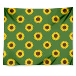Green Sunflower Pattern Print Tapestry