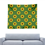 Green Sunflower Pattern Print Tapestry