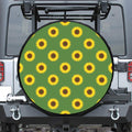 Green Sunflower Pattern Print Tire Cover