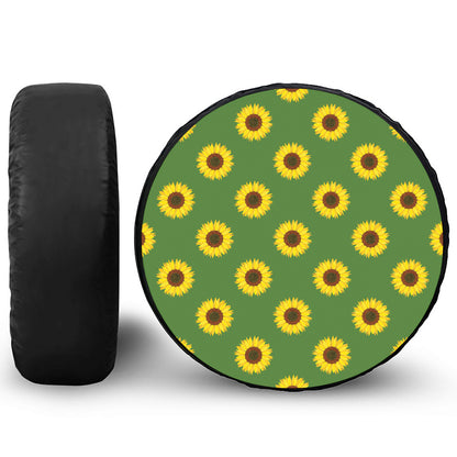 Green Sunflower Pattern Print Tire Cover