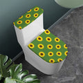 Green Sunflower Pattern Print Toilet Lid And Tank Cover Set