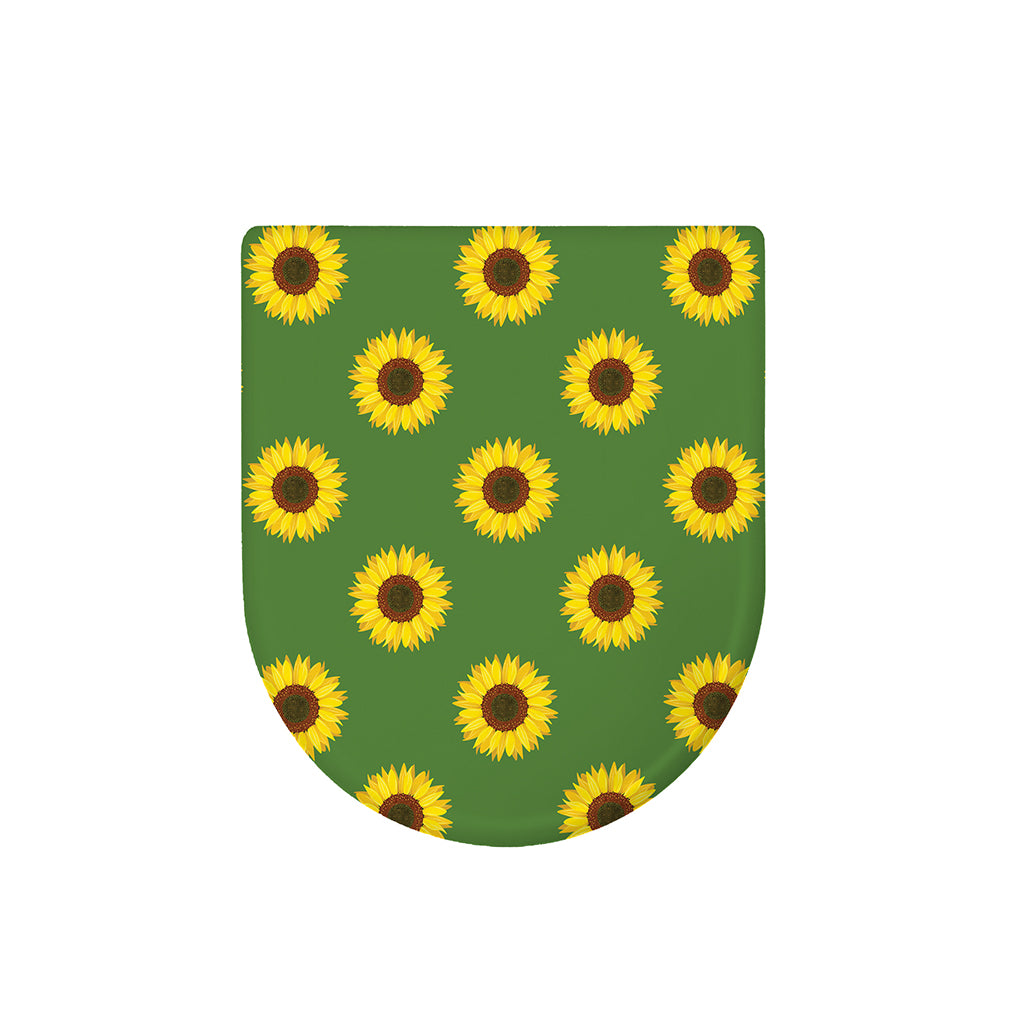 Green Sunflower Pattern Print Toilet Lid Cover