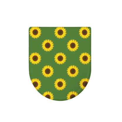 Green Sunflower Pattern Print Toilet Lid Cover