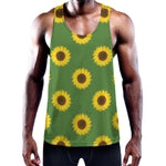 Green Sunflower Pattern Print Training Tank Top