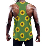 Green Sunflower Pattern Print Training Tank Top