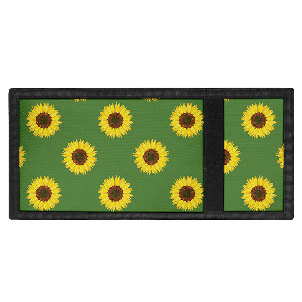 Green Sunflower Pattern Print Trifold Wallet