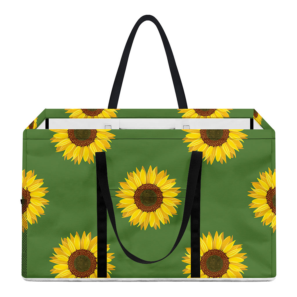 Green Sunflower Pattern Print Utility Tote Bag