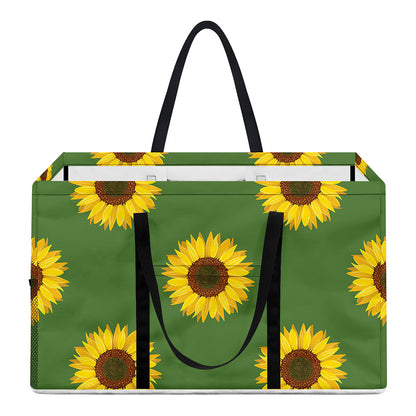 Green Sunflower Pattern Print Utility Tote Bag