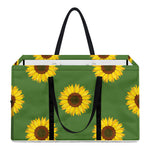 Green Sunflower Pattern Print Utility Tote Bag