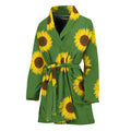 Green Sunflower Pattern Print Women's Bathrobe