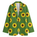 Green Sunflower Pattern Print Women's Blazer