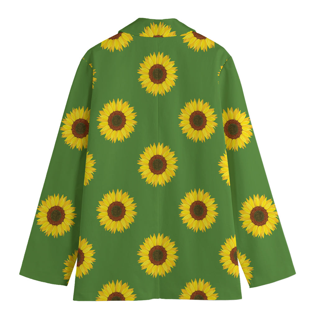 Green Sunflower Pattern Print Women's Blazer