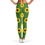 Green Sunflower Pattern Print Women's Leggings