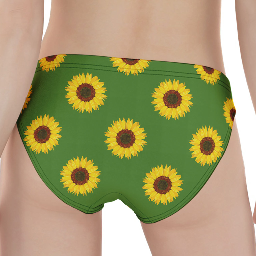 Green Sunflower Pattern Print Women's Panties