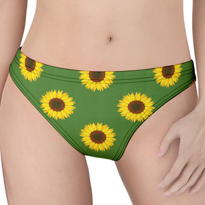 Green Sunflower Pattern Print Women's Thong