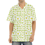 Green Tartan Daisy Pattern Print Aloha Shirt