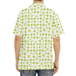 Green Tartan Daisy Pattern Print Aloha Shirt