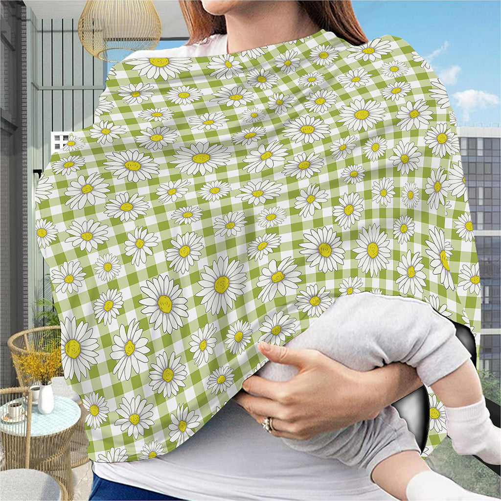 Green Tartan Daisy Pattern Print Baby Seat Cover