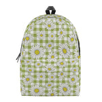 Green Tartan Daisy Pattern Print Backpack