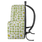 Green Tartan Daisy Pattern Print Backpack