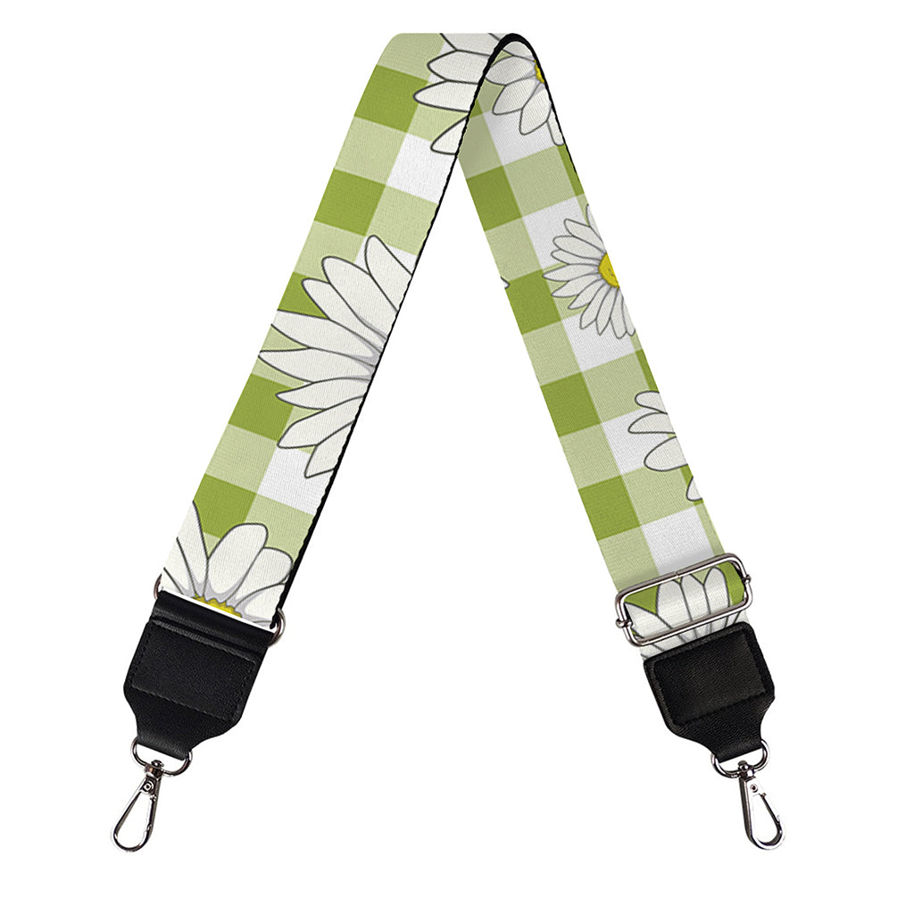 Green Tartan Daisy Pattern Print Bag Strap