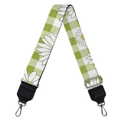 Green Tartan Daisy Pattern Print Bag Strap
