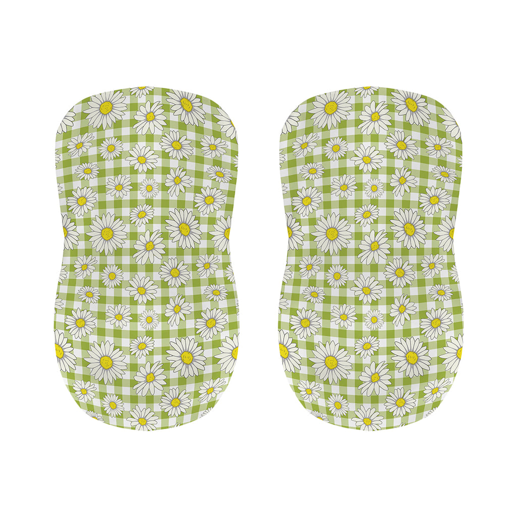 Green Tartan Daisy Pattern Print Bar Stool Covers