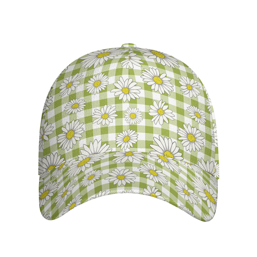 Green Tartan Daisy Pattern Print Baseball Cap