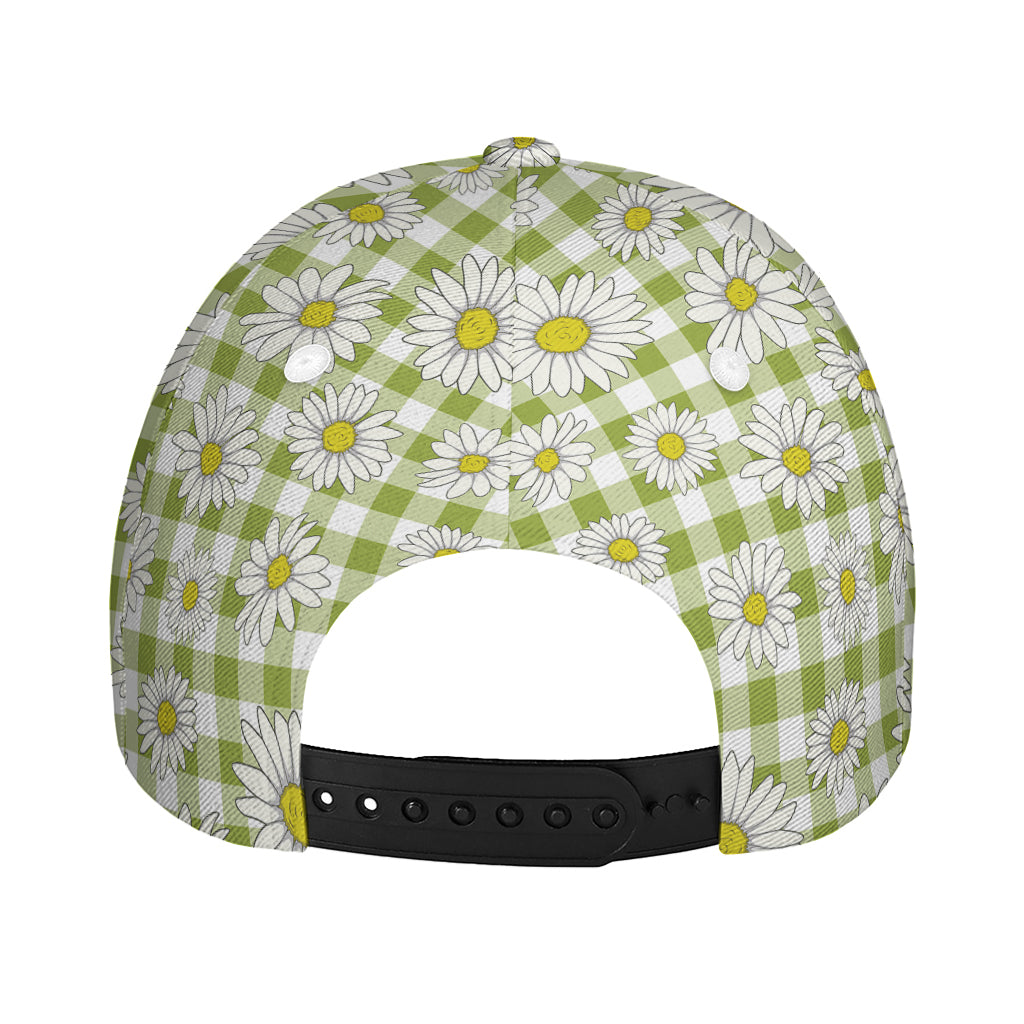 Green Tartan Daisy Pattern Print Baseball Cap