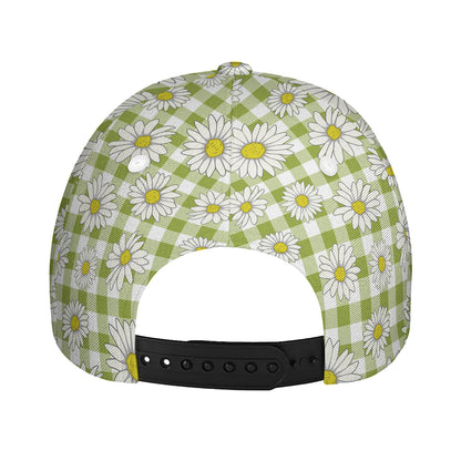 Green Tartan Daisy Pattern Print Baseball Cap