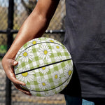 Green Tartan Daisy Pattern Print Basketball