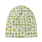 Green Tartan Daisy Pattern Print Beanie