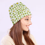 Green Tartan Daisy Pattern Print Beanie
