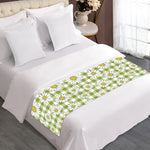 Green Tartan Daisy Pattern Print Bed Runner