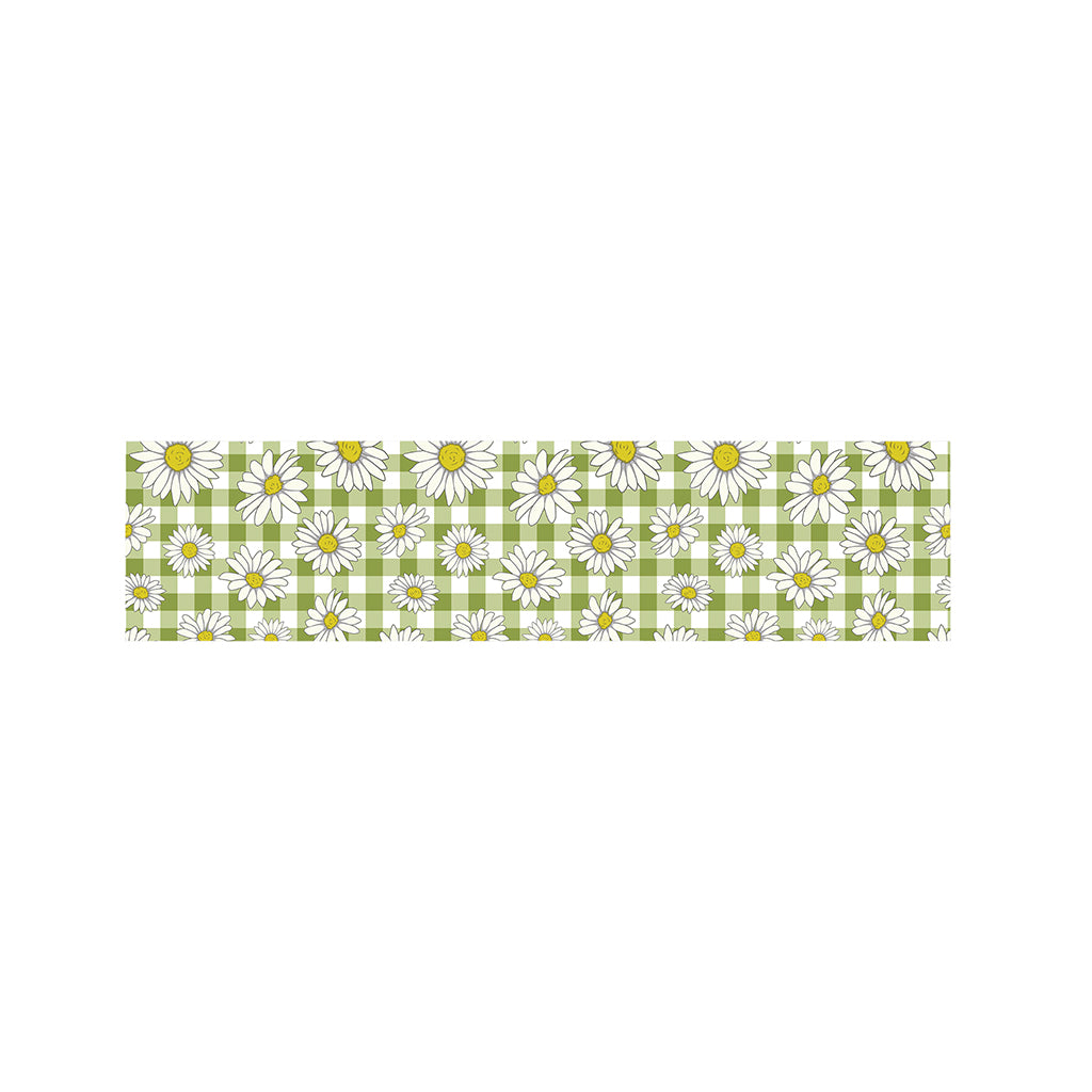 Green Tartan Daisy Pattern Print Bed Runner