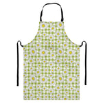 Green Tartan Daisy Pattern Print Bib Apron With Pocket