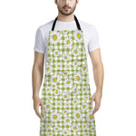 Green Tartan Daisy Pattern Print Bib Apron With Pocket